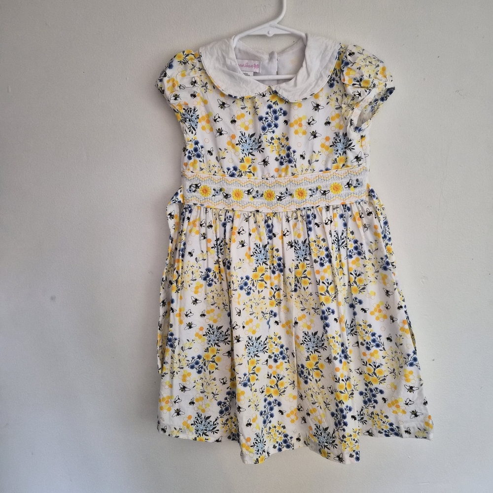 Bonnie Jean Yellow and Blue Floral Dress